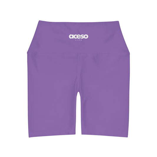 High Waisted Yoga Shorts [Light Purple]