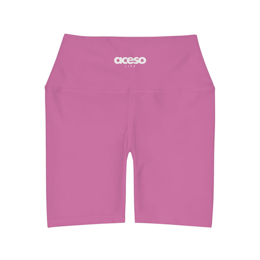 High Waisted Yoga Shorts [Light Pink]